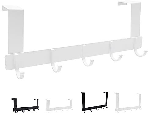 LFSEMINI 1/2/4 Pack Over Door Hook Hanger, Black/White, Long/Short, Heavy-Duty Over Door Hanger(1 Pack, White, Short)