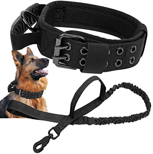 Taktisches Hundehalsband mit Kontrollgriff und Hundeleine, Militär Hundehalsband Weich gepolstertes Nylon Hundehalsband Verstellbare Halsband für Mittlere große Hunde