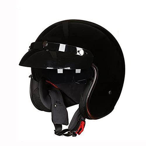 Classic Retro-Jethelm I Vintage Motorradhelm I Jethelm Mit Visier I Roller Helme Für Damen & Herren I Stoßfester Motorradhelm I ECE Zertifiziert