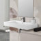 Lavabo bagno sospeso 100 cm, top integrato in resina, bianco lucido, 100 x 46 cm, antigraffio, anti-ingiallimento, resistente agli acidi
