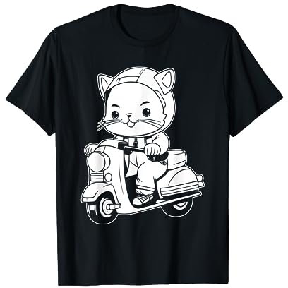 Motorroller Katze Scooter - Rollerfahrer Moped Mofa Roller T-Shirt