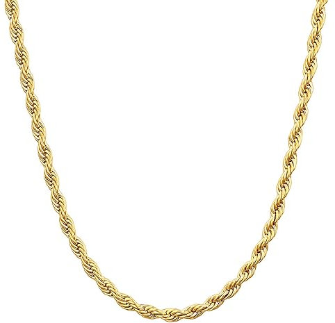 PAURO 6mm Acciaio Inossidabile Catena a Corda ritorta Oro Placcato Collane di Corda per Donne e Uomini, 24 Pollici