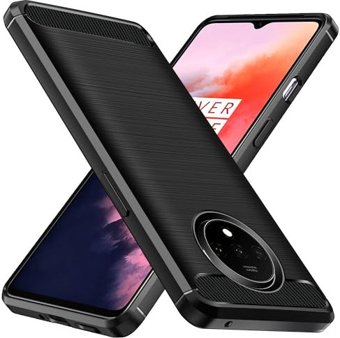 ivoler Silikon Hülle für Oneplus 7T, [Militärischer Schutz] Stoßfest Handyhülle, Dünne Weiche Flexible TPU Kratzfest Schutzhülle Anti-Fingerabdruck Case Cover, Schwarz