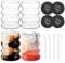 Dadabig 4er Set Gerippte Trinkgläser, 350ml Trinkgläser mit Glasstrohhalmen und Pinsel Wassergläser Eiskaffeegläser Bubble Gläser Longdrinkgläser für Wasser Trink Saft Soda
