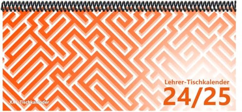 Lehrer - Tischkalender 2024/25: XXL-Tischkalender, Bunt-Kalender Labyrinth orange 14,5 x 32,5 cm