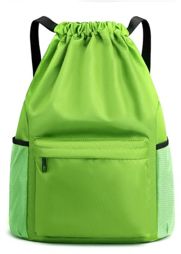 YYKSYDPT Turnbeutel, Wasserdichter Unisex-Rucksack, Oxford-Rucksack mit Reißverschlusstasche vorne, Nylongurte Turnbeutel mit Netztasche, Sportbeutel für Sport, Reisen, Schwimmen