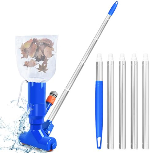 Aspirador de Piscina Portátil, Aspirador de Piscina Manual con Poste de 5 Secciones y Bolsa de Malla, Kit Limpieza Piscina, Aspiradora de Fondo de Piscina para Piscinas SPA Estanques Fuentes (Azul)