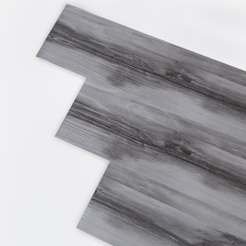 Self Adhesive Floor Planks, Floor Tiles Self Adhesive, Vinyl Flooring Waterproof Peel and Stick for Kitchen Bathroom Living Room Grey Wood 90X15cm 16pcs