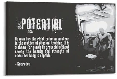 GUOYIN Motivationsposter für Übungen, Workout, 20 Stück, dekorative Leinwand, Familie, Schlafzimmer, Kunstwerk, Bild, Malerei, 50 x 75 cm