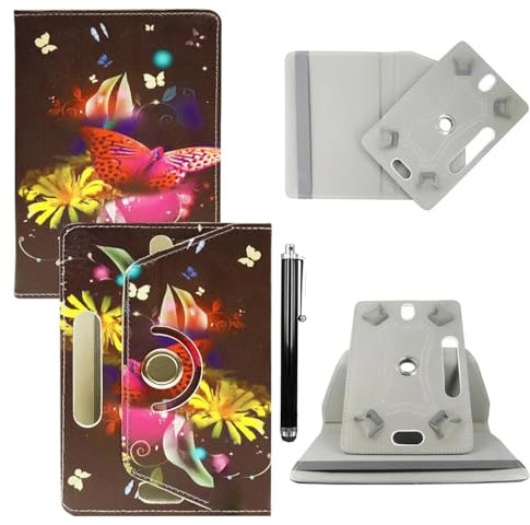 Étui universel en cuir PU avec support pour toutes les tablettes de 6, 6,8, 7, compatible avec liseuses Kindle Fire Tablet, Kobo/Voyaga/Lenovo/Sony E-Book/iPad Mini 5 4 3 2 1 (Multi Butterfly)