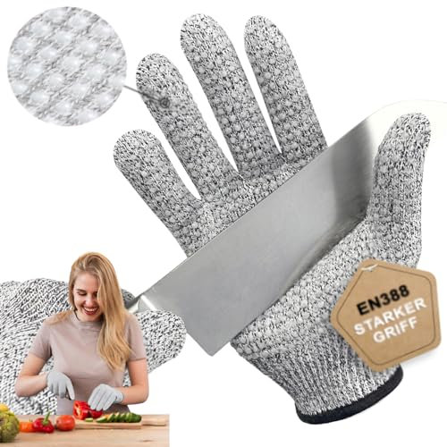 Migliore Wear 2 PAAR Schnittschutzhandschuhe mit NOPPEN - EN 388 Level 5 Schnittschutz Handschuhe für Kinder & Erwachsenen, Kreuzfaser-PE-Material Schnittfeste Handschuhe