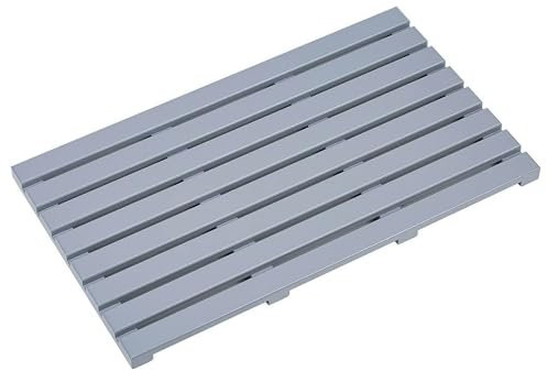 AAMEN Bamboo Wooden Bath Mat, Shower Mat Non-Slip Waterproof, Bathroom Floor Mat for Indoor Outdoor, Floor Mat for Bathtub Spa, Duckboard Bath Mat, Grey