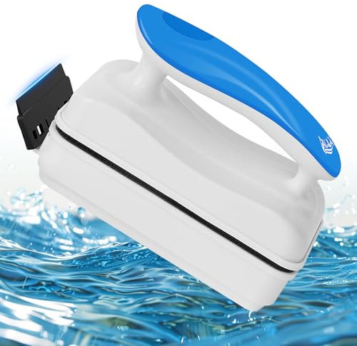 AQQA Dolphin Series Magnetic Fish Tank Cleaner - Floating Aquarium Glass Cleaner with 2 Detachable Scrapers