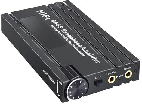 DEKLONPER Amplificador de Auriculares Bluetooth HiFi Amplificador de Auriculares HiFi PortáTil con Control de Volumen de Graves para MP3/MP4/TeléFonos/Reproductor Digital