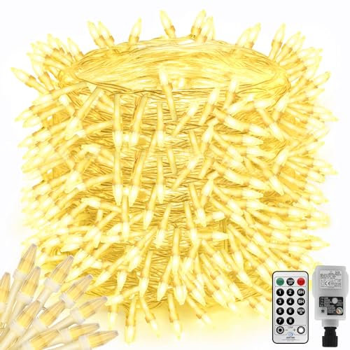 CERIAL 100M 800LEDs Lichterkette Außen Inner mit Stecker,Diamant LED Lang Garten baum Lichterkette Outdoor 8 Modi mit Fernbedienung,Timer,10M Anschlusskabel für Hochzeit Weihnachts