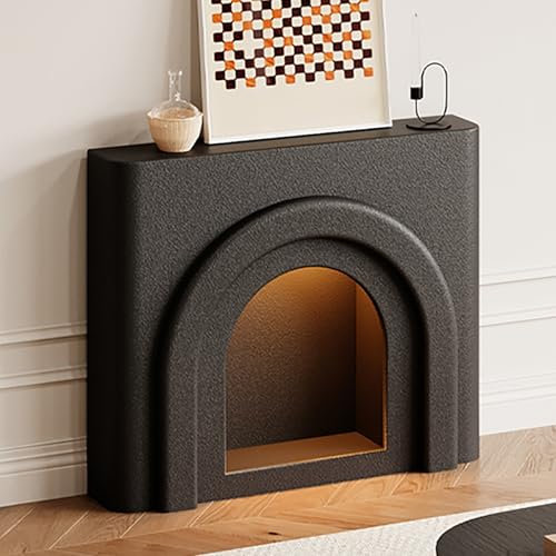 JIAOCKJIAO Soporte de TV de 110cm, Mueble de TV con Tira de Luz LED, Gabinete Decorativo for Chimenea, Mesa de Entrada, Consola Multimedia, Mesa de Vestíbulo, No Requiere Instalación(Nero)