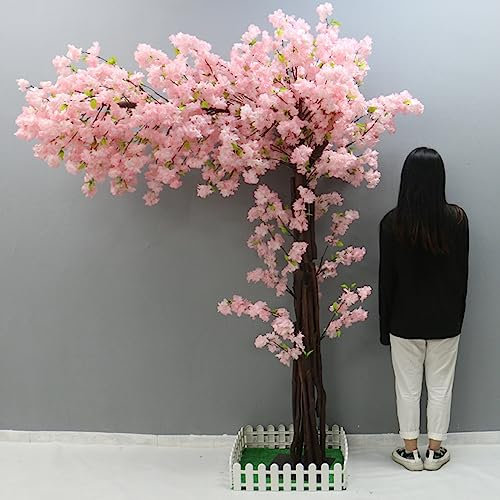 Árbol de flores artificiales de cerezo, flores de seda, plantas para interior y exterior, hogar, boda, fiesta, inauguración, centro comercial, restaurante, decoración, 5 x 5 m/16,4 x 16,4 pies