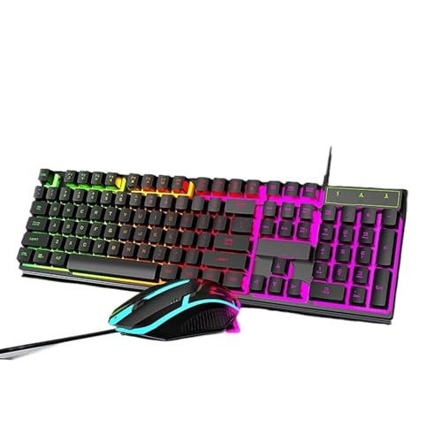 PYRIOLHI Wired Gaming keyboard and Mouse set Cool backlit mechanical keyboard set - for gaming office