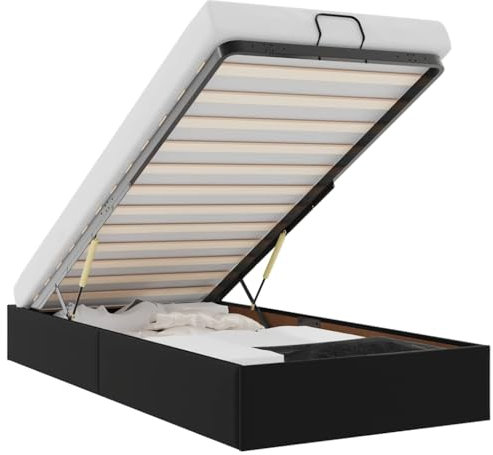 vidaXL Ottoman-Bett ohne Matratze Schwarz 90x200 cm Kunstleder, Bettrahmen, Bettgestell mit Stauraum, Polsterbett, Bettgestell