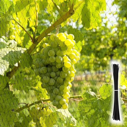 Vogelschutznetz, Vogelnetz Engmaschig 4 x 10 m, Taubennetz Balkon mit 50 Stück Kabelbinder, Teichnetz Laubnetz Schwarz, Gartennetz Obstbaumnetz für Balkon, Teich, Erdbeer, Kirschenbaum