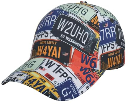 njkhbolk Baseballkappe für Erwachsene, Unisex, verstellbar, Nummernschild-Druck, Schwarz, Schwarz, Einheitsgröße