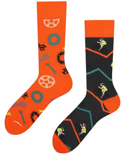 TODO Lustige Socken Fahrrad Herren, Rennrad socken Damen für Radfahrer (39-42, Orange Bike)