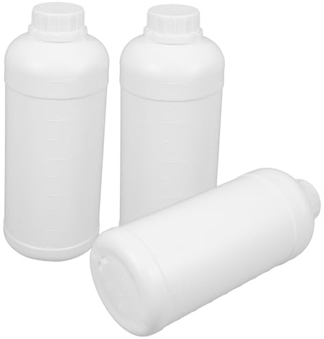 Alipis Bouteille Plastique 1l Hdpe Blanche avec Bouchon, Flacon pour Réactif Vide 3pcs, Grandes Bouteilles Rechargeables avec Étanchéité pour Laboratoires et Industrie