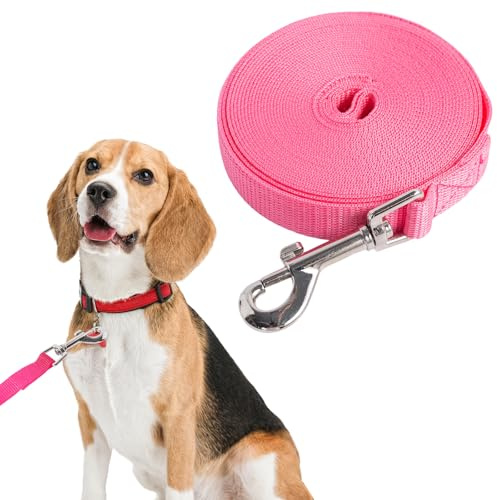 Long Dog Training Leashes, 4.5m/6m Long Rope Lead for Dog Recall Tracking Obedience Long Line Pet Leashed for Large Medium Small Dogs (Pink, 6m)