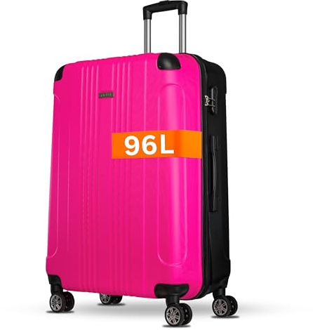 NOWI Hartschalenkoffer XL Groß – 96L Volumen - mit Kantenschutz – 8 Rollen 360° drehbar – Leichter ABS Koffer mit Zahlenschloss & Teleskopgestänge – Koffer Groß (pink, XL)