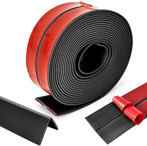 RANJIMA Weichsockelleiste Selbstklebend, 4M Dichtungsband Selbstklebend Kantenschutz Leisten,20mmx20mm,Wasserdichtes PVC Silikonband, Flexible Knickleiste für Türen,Fenster,Wände,Boden,Küche - Schwarz
