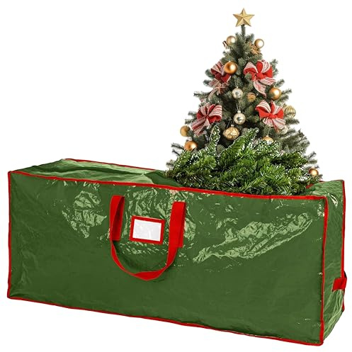 SUNQ Christmas Tree Storage Bag – Fits Up to 7.5ft Tall Artificial Trees – Durable Reinforced Carry Handles, Dual Zippered – Large Holiday Xmas Tree Bag – Waterproof, Prevents Moisture & Dust