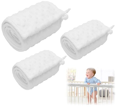 RANJIMA Bettkantenschutz Kinderbett,3pcs Bettgitter Polsterung Stoßstange,128x18cm/68x18cm Bettschutzgitter Kinderbettgitter Babybettgitter,Passt auf Seiten und Vorderschienen Bettgeländer Schutzhülle