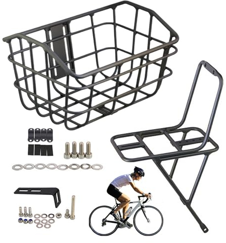 Fahrradkorb vorne, optimale Gewichtsverteilung, 35 x 25 x 20,5 cm, Fahrrad-Drahtkorb, Fahrrad-Frontgepäckträger, tolle Rahmen-Passform, für Picknick, Schule, Pendeln, Einkaufen