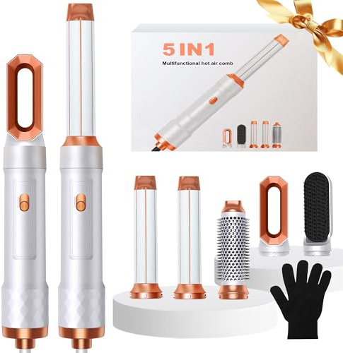 5 in 1 Hair Styler Airbrush 5 in 1 Multi Styler, Air Styler 5 in 1 with Air Curler, Hair Dryer, Brush Hair Dryer for Drying and Styling Straightening Volumizing Curling Sleeking