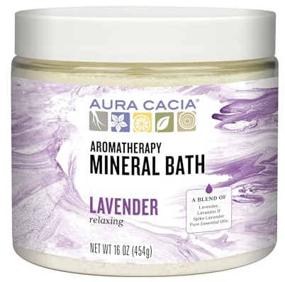 Aura Cacia Aromatherapy Mineral Bath, Relaxing Lavender, 16 Ounce jar (Pack of 2)