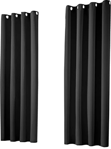 heimtexland ® Verdunklungsgardine Thermovorhang Ösenschal BLICKDICHT in schwarz HxB 245x135 cm - ÖKOTEX geprüft - hochwertige Qualität mit textiler Optik und schönem Fall - GESUND WOHNEN - Licht- Schall- Wärme- und Kälteisolierend Typ139