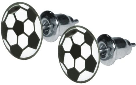 Soul-Cats 1 Paar Fussball Ohrstecker Ohrringe Ball WM EM, Farbe:weiß