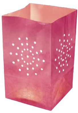 SKYLANTERN Lot 5 Sacs Lumineux Rose Fuchsia - Lanternes de Jardin en Papier 100% ignifugé - Lanternes Papier à Poser Décoration Extérieure Mariage, Anniversaire, Jardin