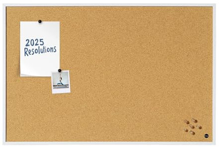 Bi-Office Pinnwand New Basic, Korktafel mit Weißem MDF Rahmen, 885x585 mm
