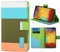 Roar Handyhülle für Samsung Galaxy S4 Mini, Hülle Tasche Schutzhülle Klapphülle mit Magnetverschluss, Kartenfächer, Stand-Funktion - Hellblau Oliv Lachs