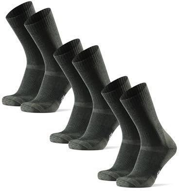 DANISH ENDURANCE Merino Wandersocken, Sommer Trekkingsocken, Unisex, Herren, Damen & Kinder, 3 Paar, Grün, 43-47