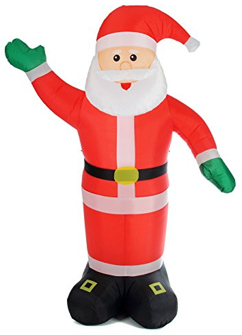 BAKAJI Babbo Natale Gonfiabile Verticale Autogonfiabile Grande Altezza 240 cm con Illuminazione a LED e Kit Fissaggio per Esterno Protezione IP44 Addobbo e Decorazione Natalizia