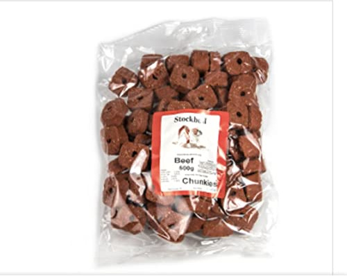 STOCKBULL BEEF CHUNKIES 500G PER PACK. TRAINING – DOG TREAT – PILL POCKET - 1 OR 3 PACKS (1 PACK)