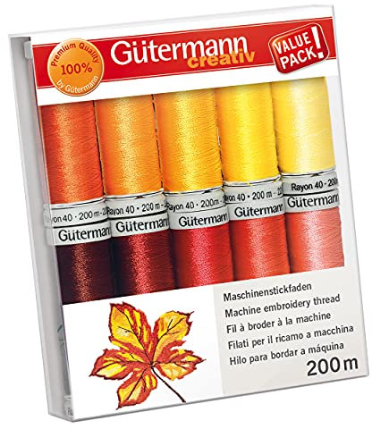 Gütermann creativ Maschinenstickfaden-Set mit 10 Spulen Rayon 40 200 m in verschiedenen Farben