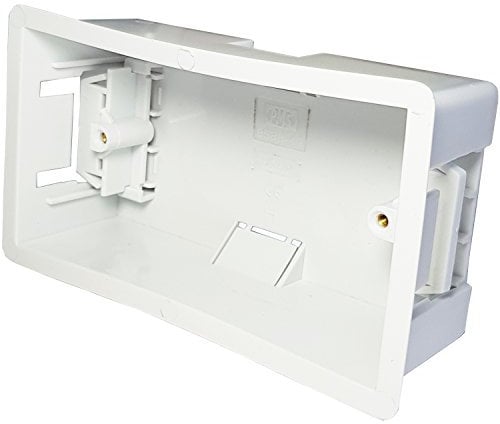 47mm Deep Plasterboard Back Box – Double Dry Lining Flush/Recess Mounted Pattress For Stud/Plaster Board Walls, Face Plates & Twin / 2 Gang Socket Outlets