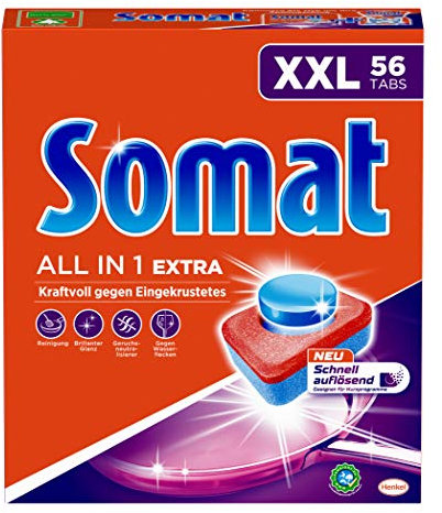 Somat Spülmaschinengeschirrreiniger, XXL, 10 Extra All in 1, Tab, Karton (56 Stück), Sie erhalten 1 Packung á 56 Stück