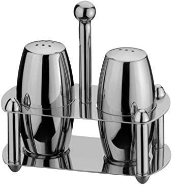 Grunwerg Bellux Collection Stainless Steel Cruet Set with Stand