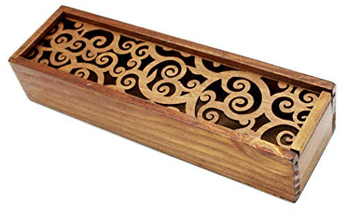 Abcsea 1 Stück Retro Eleganter Holz Federmäppchen, Stifthalter Aus Holz, Stiftetui, Holzschachtel, Holz-Etui - Gras rollen