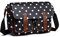KONO Umhängetasche Groß Messenger Bag Wachstuch Schultertasche Schulranzen für Jungen und Mädchen Damen Tupfen Lässige Reise Tasche Handtasche für Schule (Schwarz)
