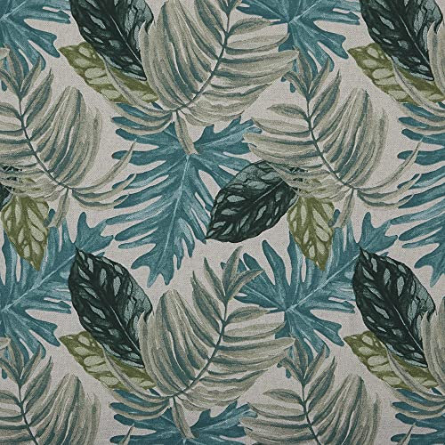 Kt KILOtela - Dekostoff Halbpanama, Home-Accessoires, Tischdecken, Kissen, Vorhänge, Taschen, 100 cm Länge x 280 cm Breite, Tropische Pflanzen, Grün - 1 Meter